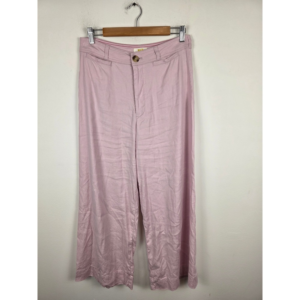 Maeve Anthropologie Pink Linen Blend Wide Leg Pants Size 30 OB1984479 High Rise